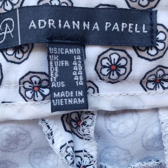 Adrianna Papell High Rise Floral Daisy Cropped Capris Stretch Pants Size 10 - Picture 9 of 11